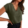 thumbnail image 1 of Prolriy Shirts for Women Summer Tops for Women Loose Bat Sleeve Tee Shirt Short Sleeve Blouse Casual Shirts V Neck Tunic Tops Womens Tops Spring Summer Tops for Women Army Green L, 1 of 9