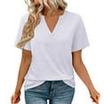 thumbnail image 1 of Prolriy Shirts for Women, Womens Tops Summer Short Sleeve V Neck Blouses Business Casual Loose Fit Tshirts Trendy Fashion Outfits Womens Tops Spring Summer Tops for Women White S, 1 of 6