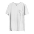 thumbnail image 1 of Prolriy Shirts for Men, Men's Solid Fitness Large Sports T Shirt Men's Elastic Cotton Pocket Short Sleeve Summer V Neck Shirt Mens Shirts White XXL, 1 of 3