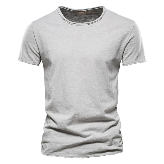 Prolriy Shirts for Men, Mens Cotton Short Sleeve Color T Shirt Comfortable Top Mens Shirts Grey XXL