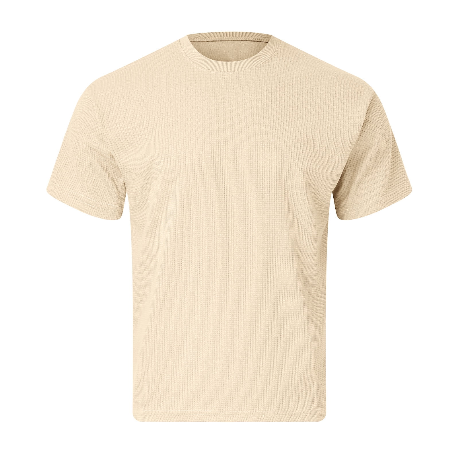 Prolriy Shirts for Men Mens Summer Solid Color Fabric Simple Casual T Shirt with Round Neck and Short Sleeves Mens Shirts Beige XXL Walmart