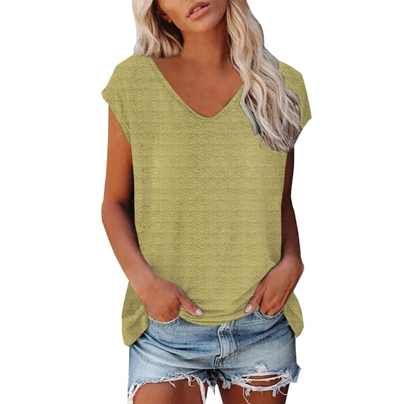 Prolriy Shirts for Women, Women's Simple and Fashionable Geometric Texture V Neck Short Sleeved Top Womens Tops Spring Summer Tops for Women Purple M