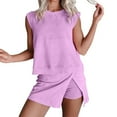 thumbnail image 1 of Prolriy Short Sets for Women, Women 2 Piece Set Summer Casual Crew Neck Sleeveless Tank Top and Skorts Shorts Sweatsuit Tracksuit Outfits Spring Outfits for Women 2025 Purple2 M, 1 of 5