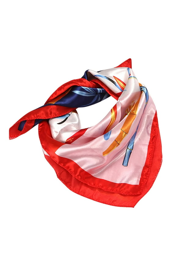 Silk Scarf Protective Headband Wrap Scarf Sets Women Multi-Purpose Coverage Bandana Gift Scarf Satin Scarf for Women Red