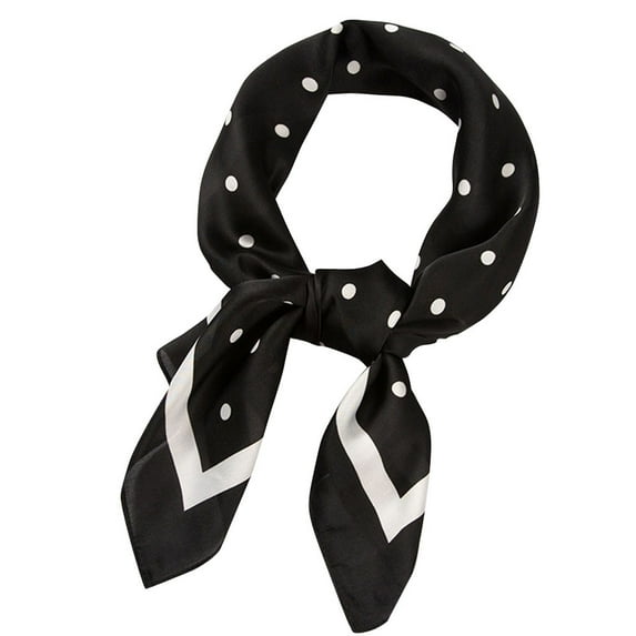 Prolriy Silk Scarf Scarf 70X70cm Scarves Ribbon Kerchief Women Dot Polka Neck Scarf Satin Scarf for Women Black