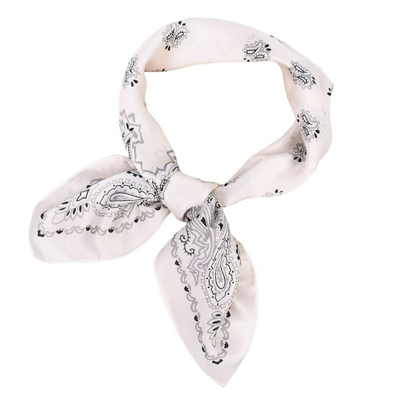 Prolriy Silk Scarf for Women, Womens Spring Summer Prints Satin Cashew Flower Prints Square Scarf Neckerchief Satin Scarf White One Size
