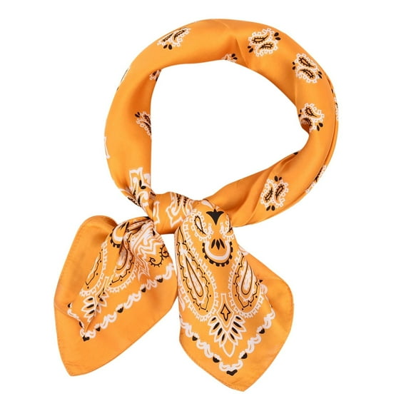 Prolriy Silk Scarf for Women, Womens Spring Summer Prints Satin Cashew Flower Prints Square Scarf Neckerchief Satin Scarf Yellow One Size