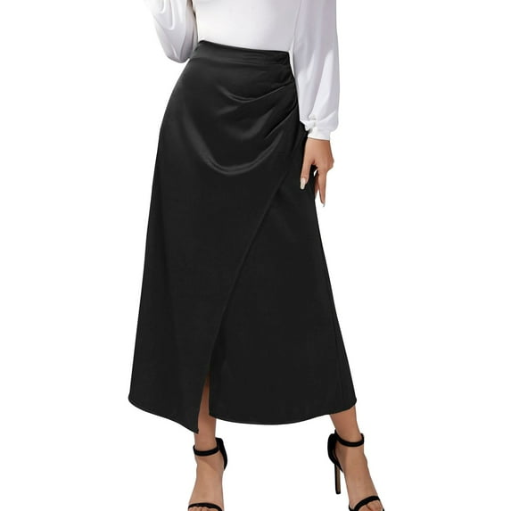 Prolriy Skirts for Women, Women's High Waist Split Solid Color Skirt Zipper Fish Tail Wrap Hip Skirt Womens Skirts Black XL