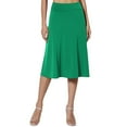 thumbnail image 1 of Prolriy Skirts for Women, Women's Simple Comfort Basic Stretch A Line Flared Knee Length Skirt Womens Skirts Green M, 1 of 8
