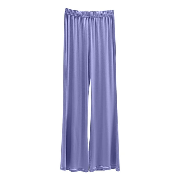 Prolriy Sleep Pants Women Thin Flared Casual Pants Summer Straight Leg Dance Pants Versatile and Slimming Elastic Waist Plus Size Modal Pajama Pants Wide Leg Pants Woman, Women's Pants Blue L