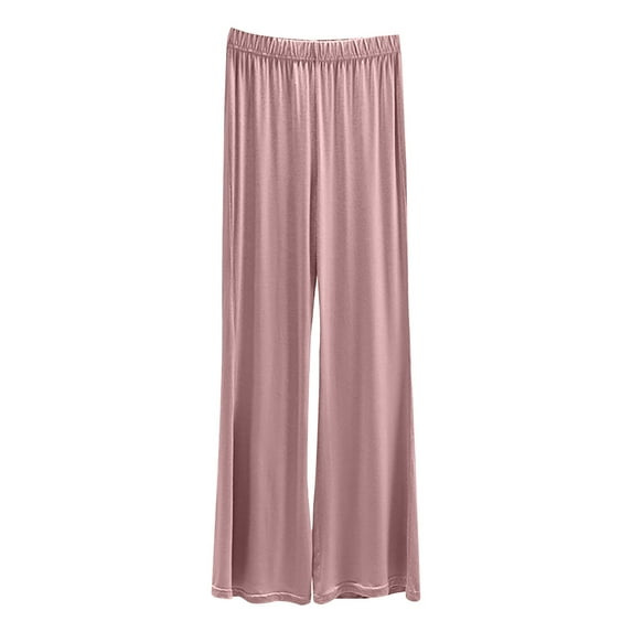 Prolriy Sleep Pants Women Thin Flared Casual Pants Summer Straight Leg Dance Pants Versatile and Slimming Elastic Waist Plus Size Modal Pajama Pants Wide Leg Pants Woman, Women's Pants Pink L