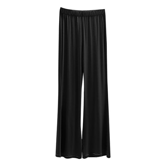 Prolriy Sleep Pants Women Thin Flared Casual Pants Summer Straight Leg Dance Pants Versatile and Slimming Elastic Waist Plus Size Modal Pajama Pants Wide Leg Pants Woman, Women's Pants Black XXL