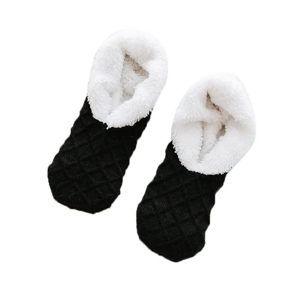 Prolriy Slipper Socks for Women Ladies Solid Color Floor Socks Non Plush Knitted Coral Socks Warming Socks Womens Socks Black