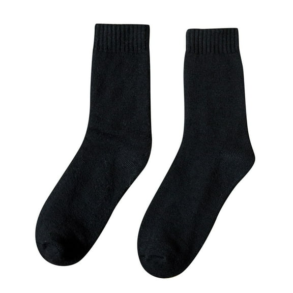 Prolriy Socks for Women, Womens Socks in Autumn and Winter Plus Velvet Padded Warm Towel Socks Solid Color Ladies Long Cotton Socks Womens Socks Black
