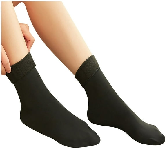 Prolriy Socks for Women Thicken Soft Women Socks Wool Casual Winter Solid Thermal Socks Womens Socks Black One Size