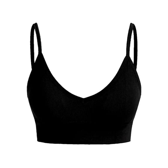 Prolriy Sport Bras for Women, Women's Solid Color Back Sports Bra Absorbing Gathering Sports Bra Womens Bras Black L