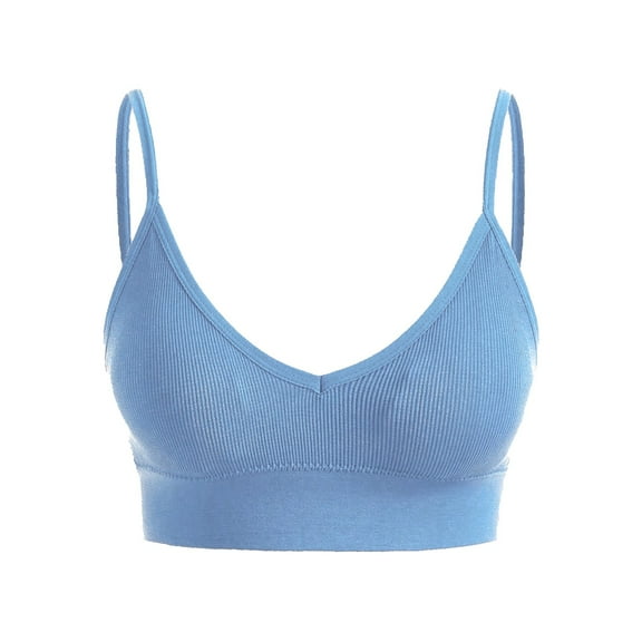 Prolriy Sport Bras for Women, Women's Solid Color Back Sports Bra Absorbing Gathering Sports Bra Womens Bras Blue1 L