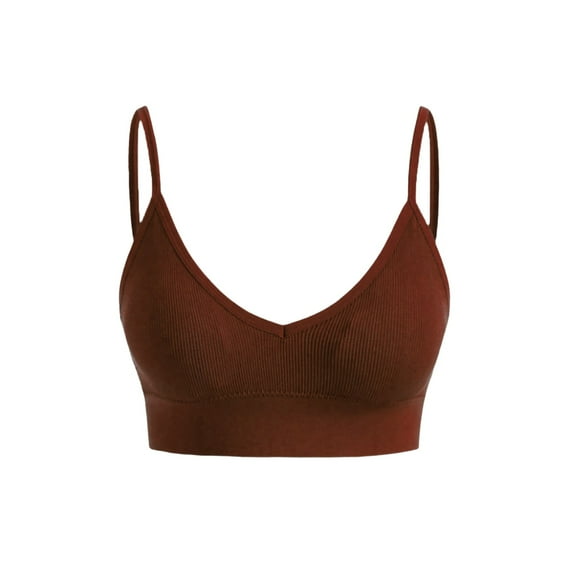 Prolriy Sport Bras for Women, Women's Solid Color Back Sports Bra Absorbing Gathering Sports Bra Womens Bras Coffee S
