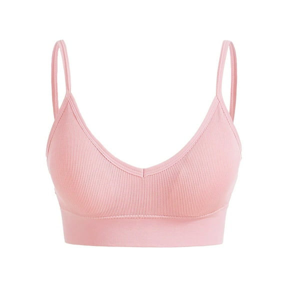 Prolriy Sport Bras for Women, Women's Solid Color Back Sports Bra Absorbing Gathering Sports Bra Womens Bras Pink2 S