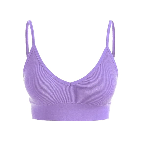Prolriy Sport Bras for Women, Women's Solid Color Back Sports Bra Absorbing Gathering Sports Bra Womens Bras Purple L