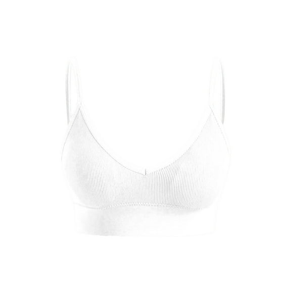 Prolriy Sport Bras for Women, Women's Solid Color Back Sports Bra Absorbing Gathering Sports Bra Womens Bras White XS
