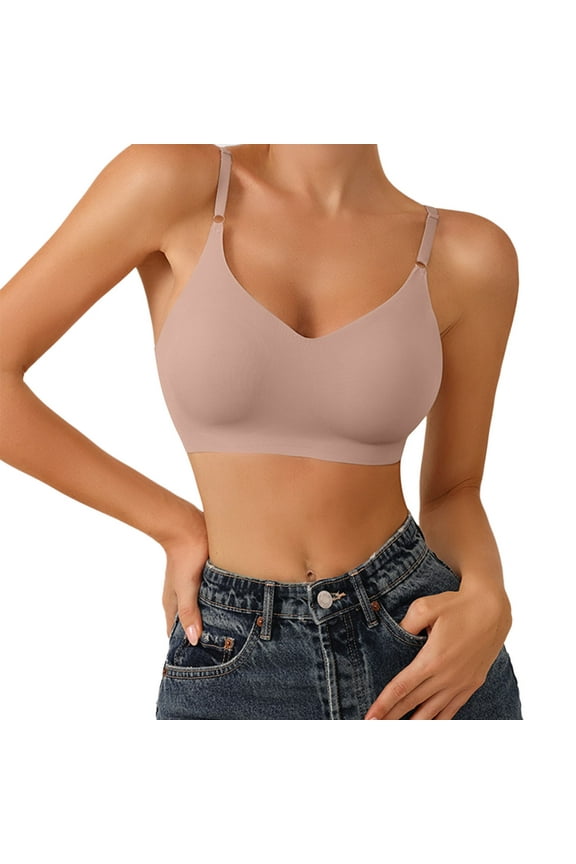 Sports Bras for Women High Support Womens Comfort Lightly Lined Seamless Wireless Triangle Bralette Bra Bralettes for Women Beige L