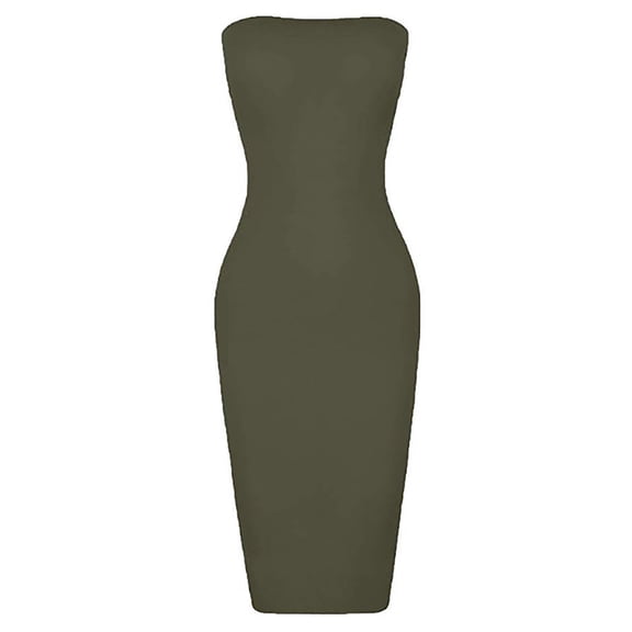 Prolriy Spring Summer Dresses for Women 2024 Women's Summer Casual Tight Sleeveless Wrapped Chest Long Beach Dress Sundresses for Women, Womens Dresses Green XL