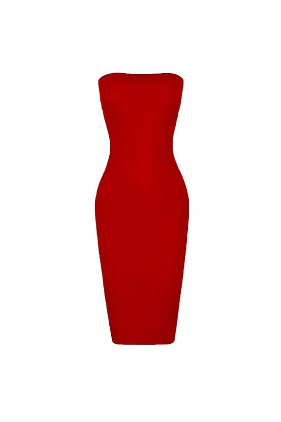 Spring Summer Dresses for Women 2024 Women's Summer Casual Tight Sleeveless Wrapped Chest Long Beach Dress Sundresses for Women, Womens Dresses Red XL