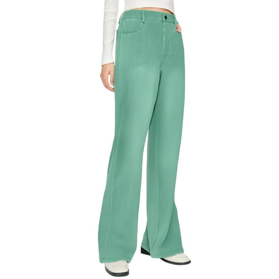 Prolriy Straight Leg Jeans for Women, Women's Spring Summer Solid Color Loose Casual Jeans with Pockets Women's Pants Green S