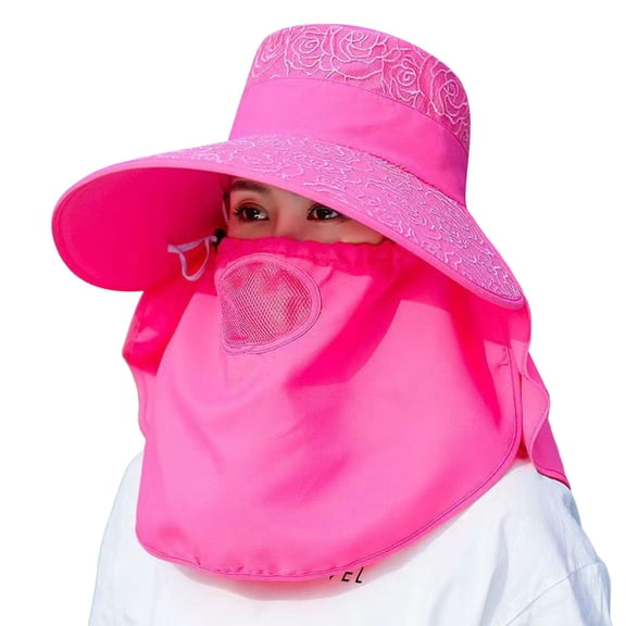 Prolriy Sun Hats for Women Women Summer Sun Hat Women Adjustable Summer Anti Outdoor Riding Large Hat Sun Visor Protective Hat Beach Hats for Women Hot Pink