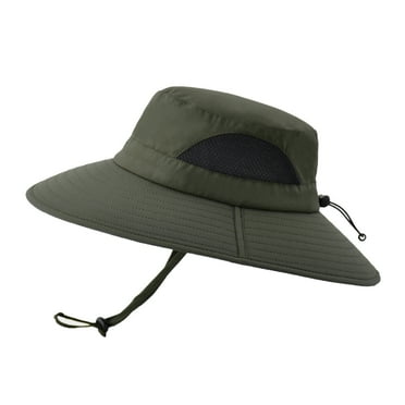 Prolriy Sun Hats for Men Mountaineering Fishing Solid Color Hood Rope Outdoor Shade Foldable Casual Breathable Bucket Hat Mens Hats Army Green