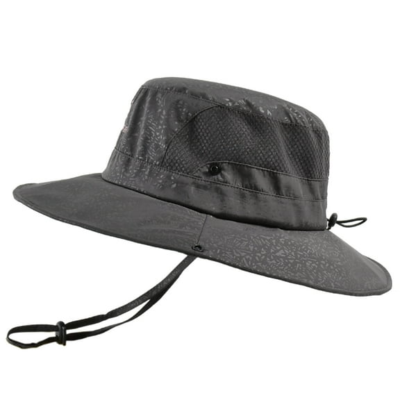 Prolriy Sun Hats for Men Mountaineering Fishing Solid Color Hood Rope Outdoor Shade Foldable Casual Breathable Bucket Hat Mens Hats Black