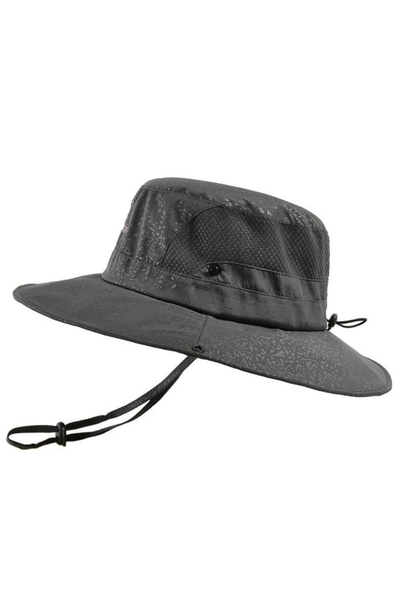 Sun Hats for Men Mountaineering Fishing Solid Color Hood Rope Outdoor Shade Foldable Casual Breathable Bucket Hat Mens Hats Black