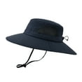 thumbnail image 1 of Prolriy Sun Hats for Men Mountaineering Fishing Solid Color Hood Rope Outdoor Shade Foldable Casual Breathable Bucket Hat Mens Hats Navy, 1 of 4