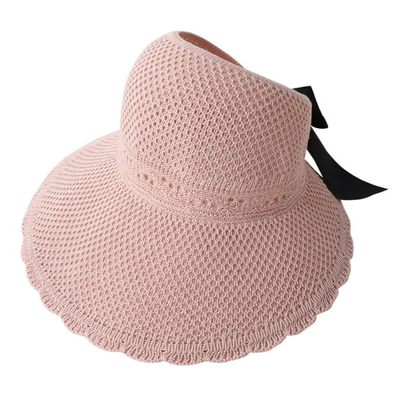 Prolriy Sun Hats for Women Summer Beach Top Able Open Hat Wide Visor Roll Fold Sun Up Cap Women Baseball Caps Beach Hats for Women Pink
