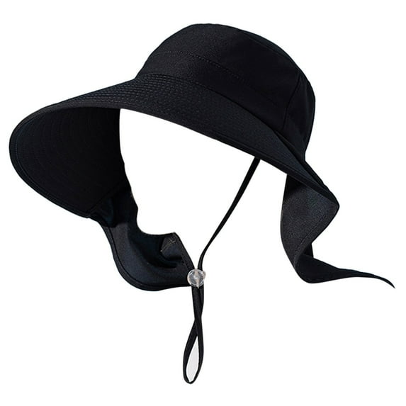 Prolriy Sun Hats for Women Summer Big Eaves Shawl Hat Fisherman Fashion Sun Hat Outdoor with Ponytail Hole Hat Beach Hats for Women Black