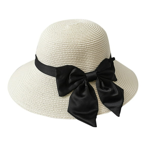 Prolriy Sun Hats for Women Sun Hats Women Ladies Sunhats Summer Hat Ponytail Beach Hat Wide Brim Hat Foldable Hat Beach Hats for Women White M