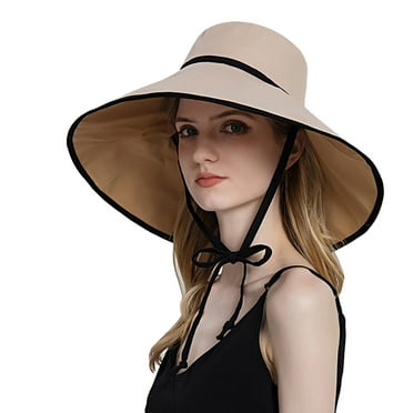 Prolriy Sun Hats for Women Women Outdoor Sun Hat All Tethered Double Sided Large Brimmed Sun Hat Beach Hats for Women Khaki