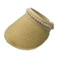 thumbnail image 1 of Prolriy Sun Hats for Women, Women's Visor Beach Hat Packable Hat Summer Sun Hat with Decoration Pearl Beach Hats for Women Beige M, 1 of 7