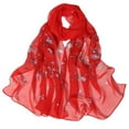 thumbnail image 1 of Prolriy Sunscreen Beach Womens Scarfs for Women Lightweight Print Floral Pattern Scarf Shawl Fashion Scarves Sunscreen Shawls and Wraps for Spring Chiffon Scarf for Women Red, 1 of 3