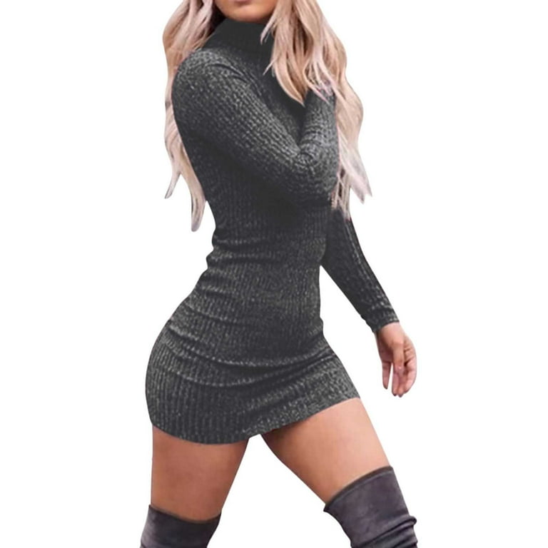 Prolriy Sweater Dresses for Women 2025 Trendy Women's High Necked