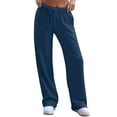 thumbnail image 1 of Prolriy Sweatpants Women, Women's Wide Leg Inside Drawstring Loose Sweatpants with Casual Loose Fit Fashion Women's Pants Navy L, 1 of 7