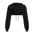 thumbnail image 1 of Prolriy Sweatshirt for Women, Women's Crop Hoodie Pullover Very Short Sweatshirts Long Sleeve Pullover Round Collar Cut Outs Shirts with Hood Womens Long Sleeve Tops Womens Tops Black L, 1 of 4