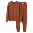 thumbnail image 1 of Prolriy Sweatsuits Women 2 Piece Outfit Women's Solid Color Hoodless Sports Sweatshirt Set Two Top Pants Casaul Two Piece Sets for Women Brown M, 1 of 3