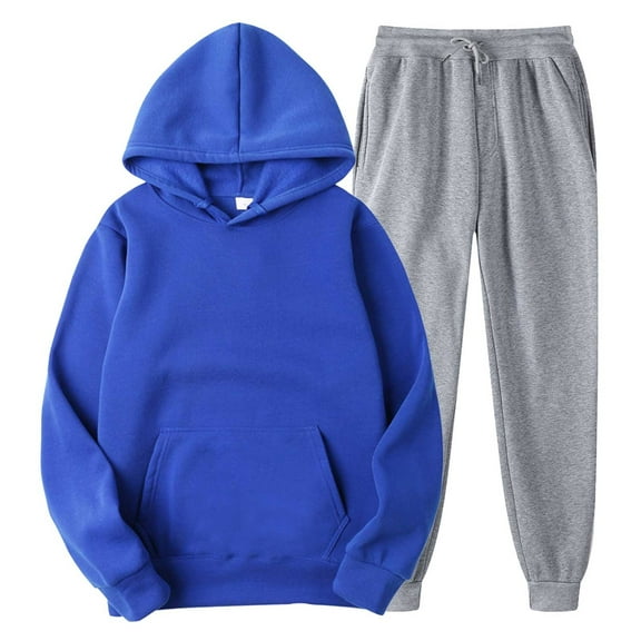 Prolriy Sweatsuits Women 2 Piece Outfit Women with Pants Hoodie Plus Leisure Winter Fleece Hooded Plush Women Suits Two Piece Sets for Women Blue XL