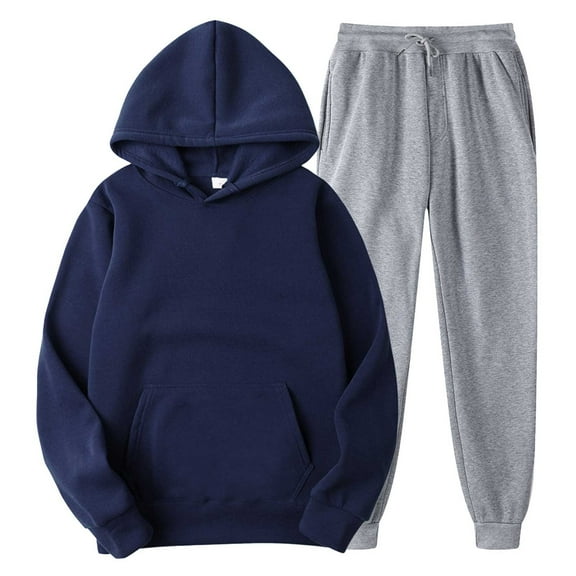 Prolriy Sweatsuits Women 2 Piece Outfit Women with Pants Hoodie Plus Leisure Winter Fleece Hooded Plush Women Suits Two Piece Sets for Women Navy XXL