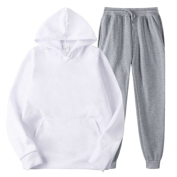 Prolriy Sweatsuits Women 2 Piece Outfit Women with Pants Hoodie Plus Leisure Winter Fleece Hooded Plush Women Suits Two Piece Sets for Women White XL
