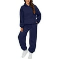 thumbnail image 1 of Prolriy Sweatsuits Women 2 Piece Outfit Womens 2 Outfits Hoodie Sweatsuit Sets Oversized Sweatshirt Baggy Fall Fashion Sweatpants with Pockets Two Piece Sets for Women Navy S, 1 of 6