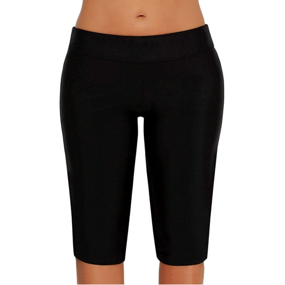 Prolriy Swim Shorts Women, Women Plus Size Print Swim Pants High Waist Swim Shorts Swimsuit Bottom Board Side Cutout Shorts, Shorts for Women Black XL