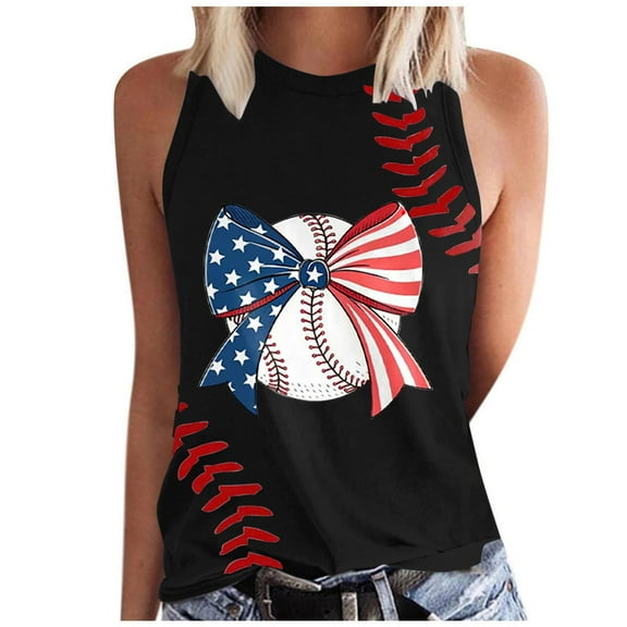 Prolriy Tank Tops for Women Baseball Shirt Women Baseball Mom Tank Tops Graphic Tee Cute Workout T Shirts Casual Summer Sleeveless Vest Womens Tops Summer Tops for Women Trendy Black M